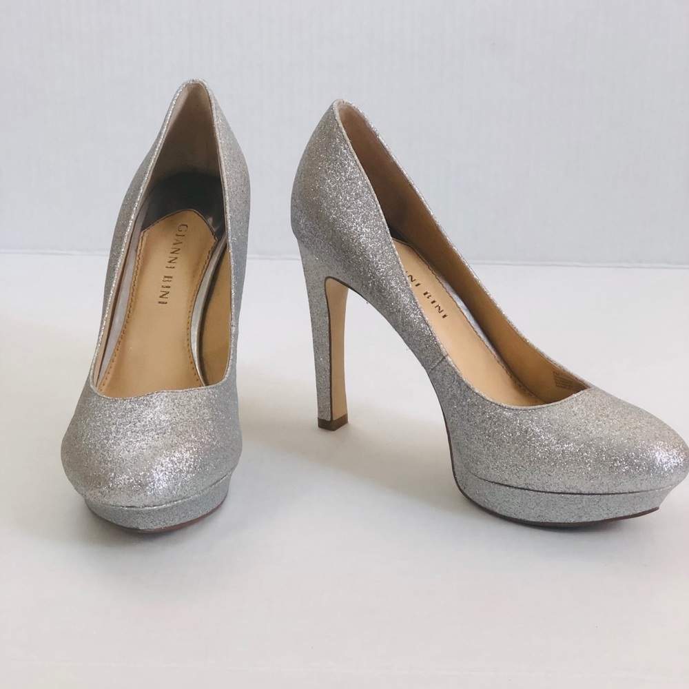 GIANI BINI SILVER SPARKLE HEELS SZ7
